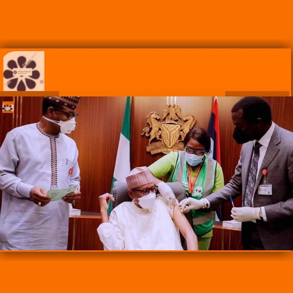 Picture shows President Muhammadu Buhari receives COVID-19 booster today at State House, Abuja PHOTO: ASO ROCK