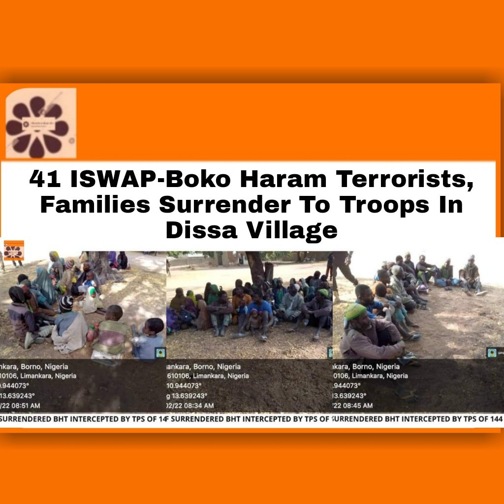 41 ISWAP-Boko Haram Terrorists, Families Surrender To Troops In Dissa Village