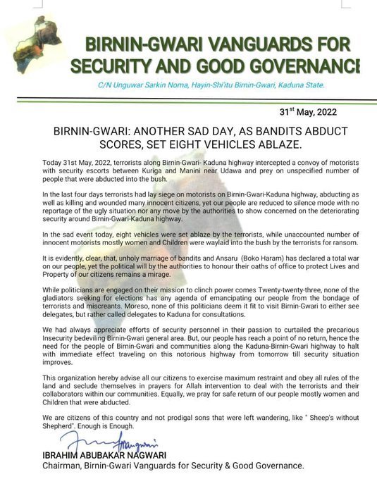 Video Shows Bandits, Boko Haram Terrorists Shoot At Travelers Along Birnin Gwari Road In Kaduna