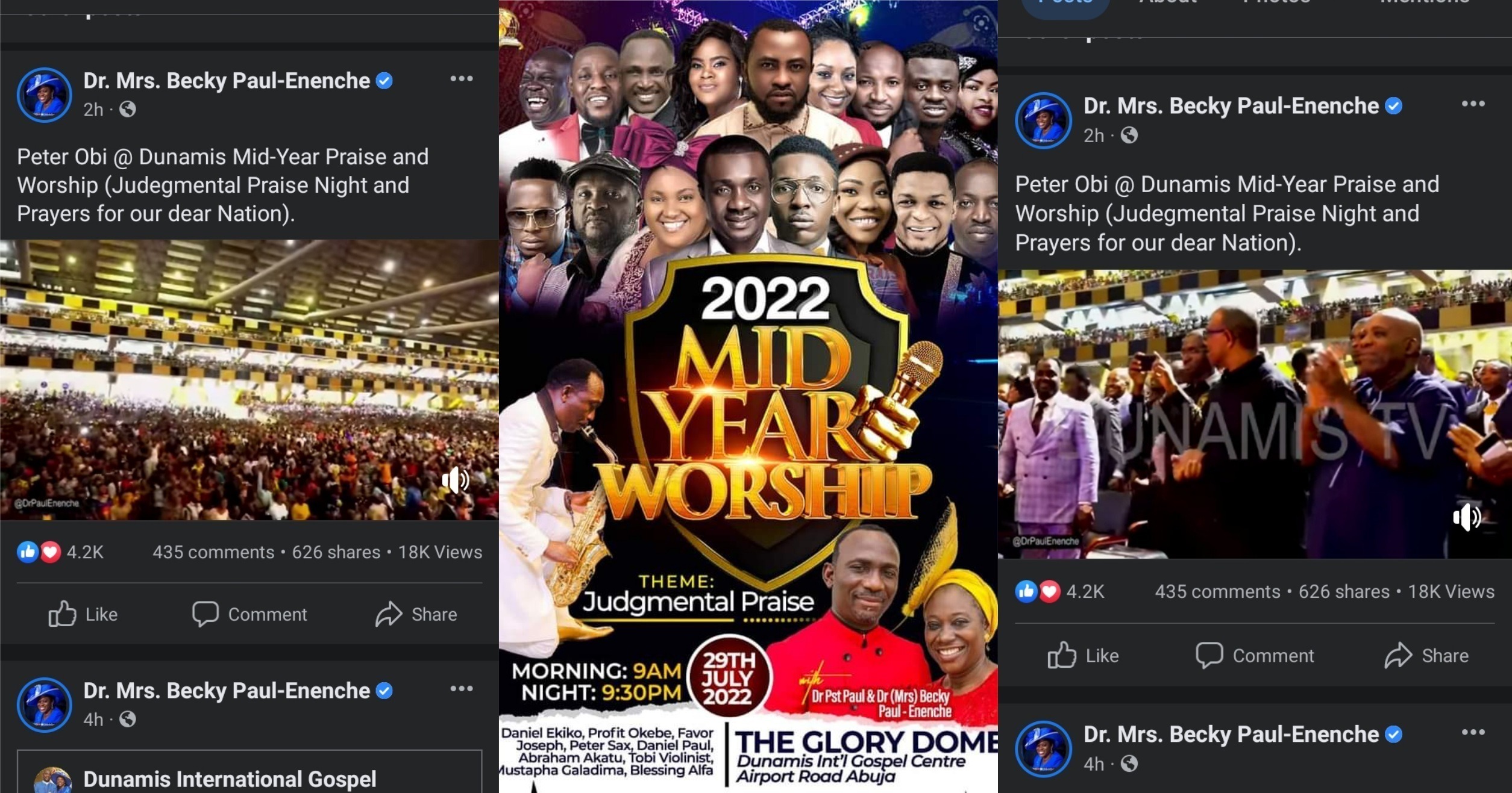 Non Stop Cheers, Applauses As Peter Obi Visits Dunamis Church, Shows Obidients Not Only On Social Media..