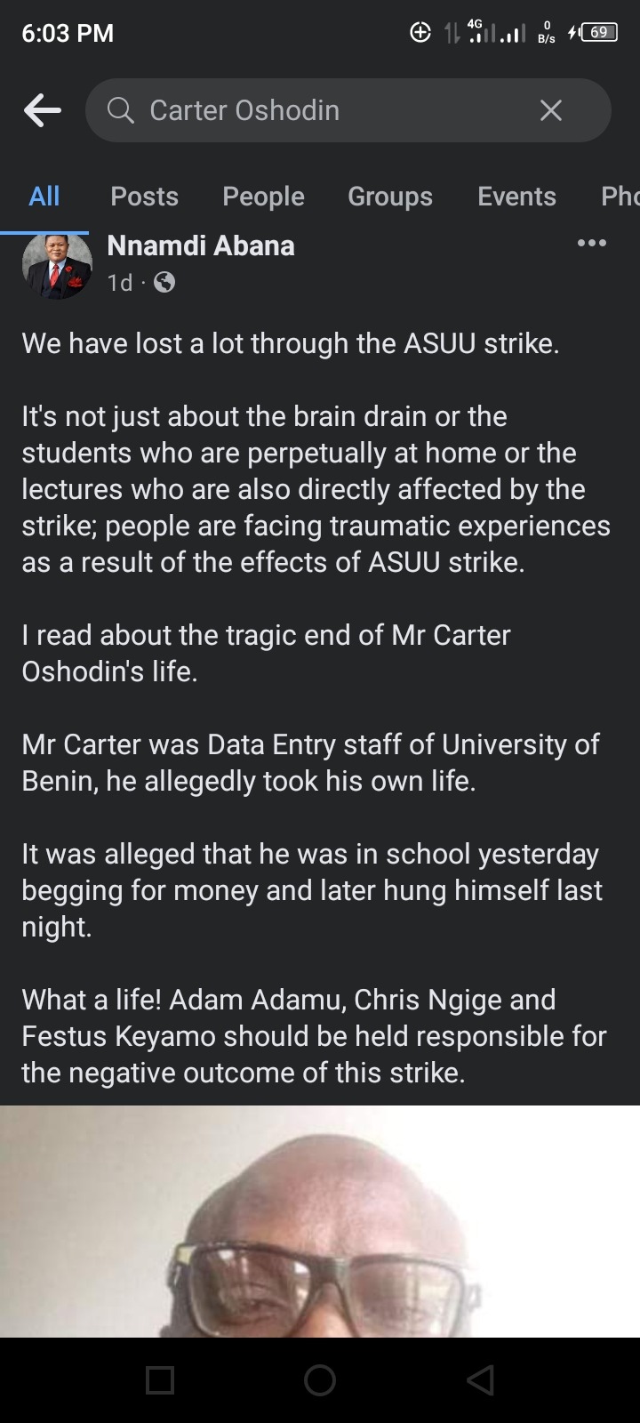 ASUU Strike: UNIBEN Staff Commits Suicide