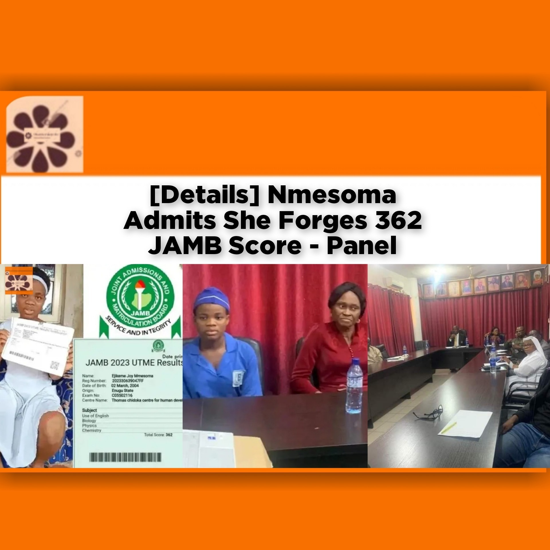 [Details] Nmesoma Admits She Forges 362 JAMB Score - Panel