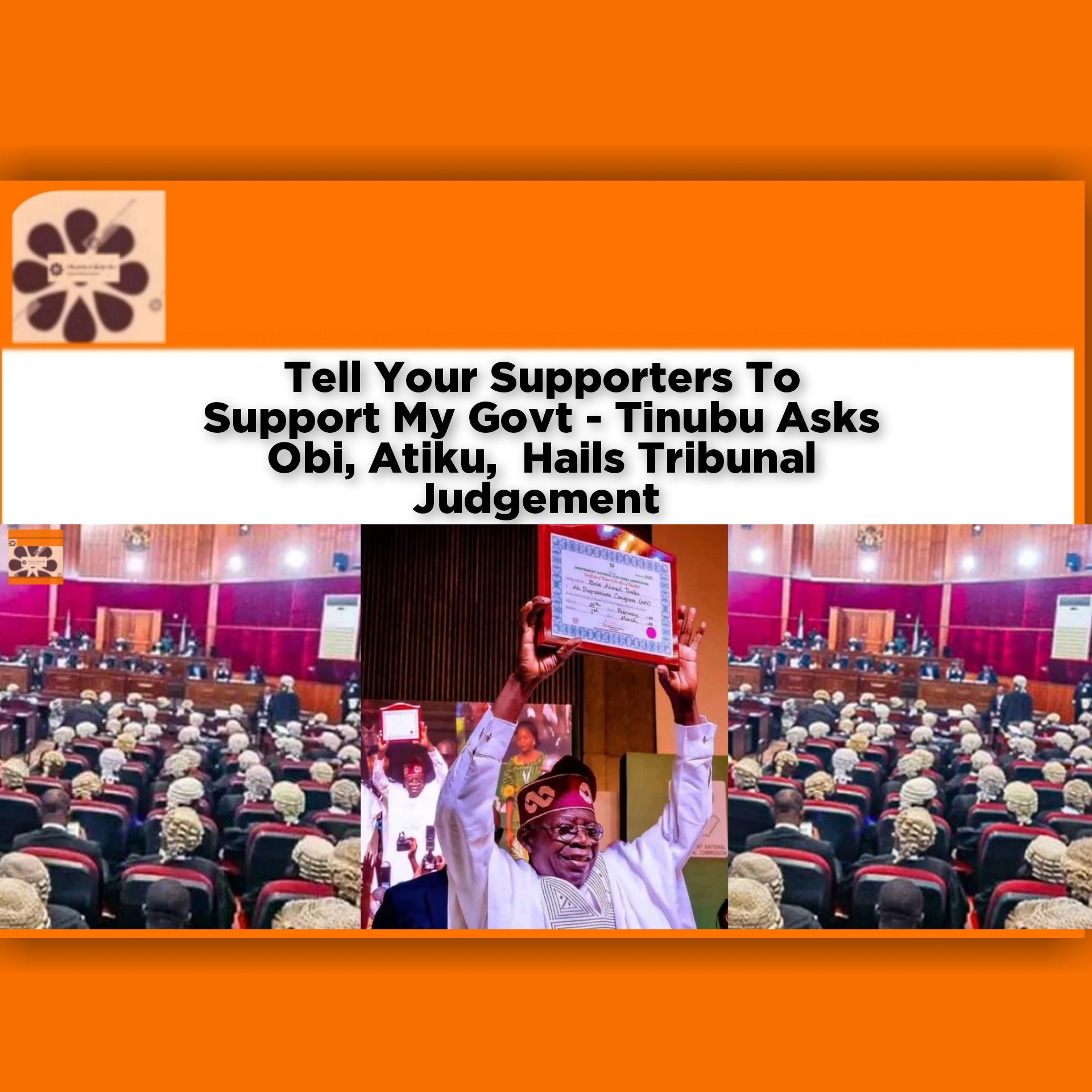 Tell Your Supporters To Support My Govt – Tinubu Asks Obi, Atiku,  Hails Tribunal Judgement
