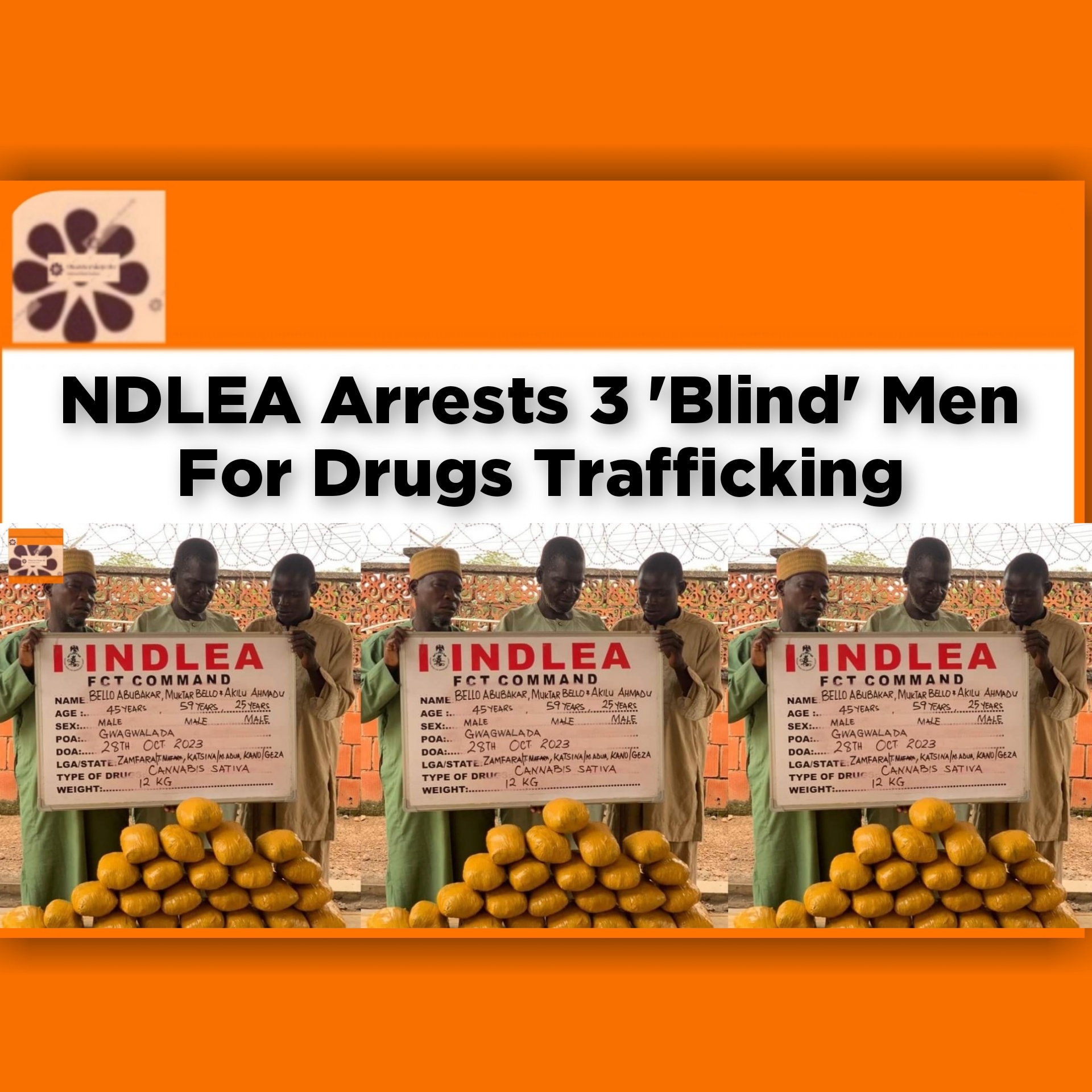 NDLEA Arrests 3 'Blind' Men For Drugs Trafficking ~ OsazuwaAkonedo #Blindmen #NDLEA