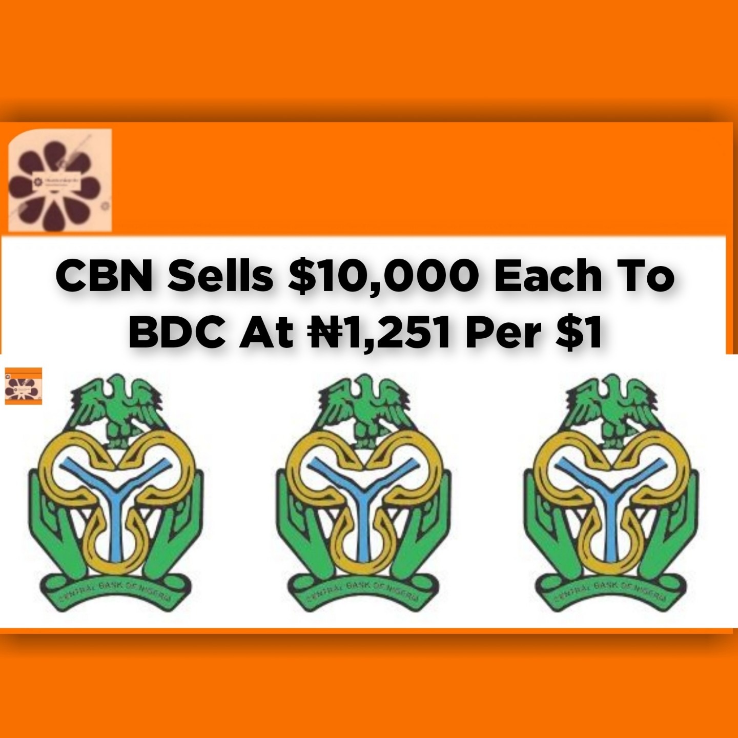 CBN Sells $10,000 Each To BDC At ₦1,251 Per $1
