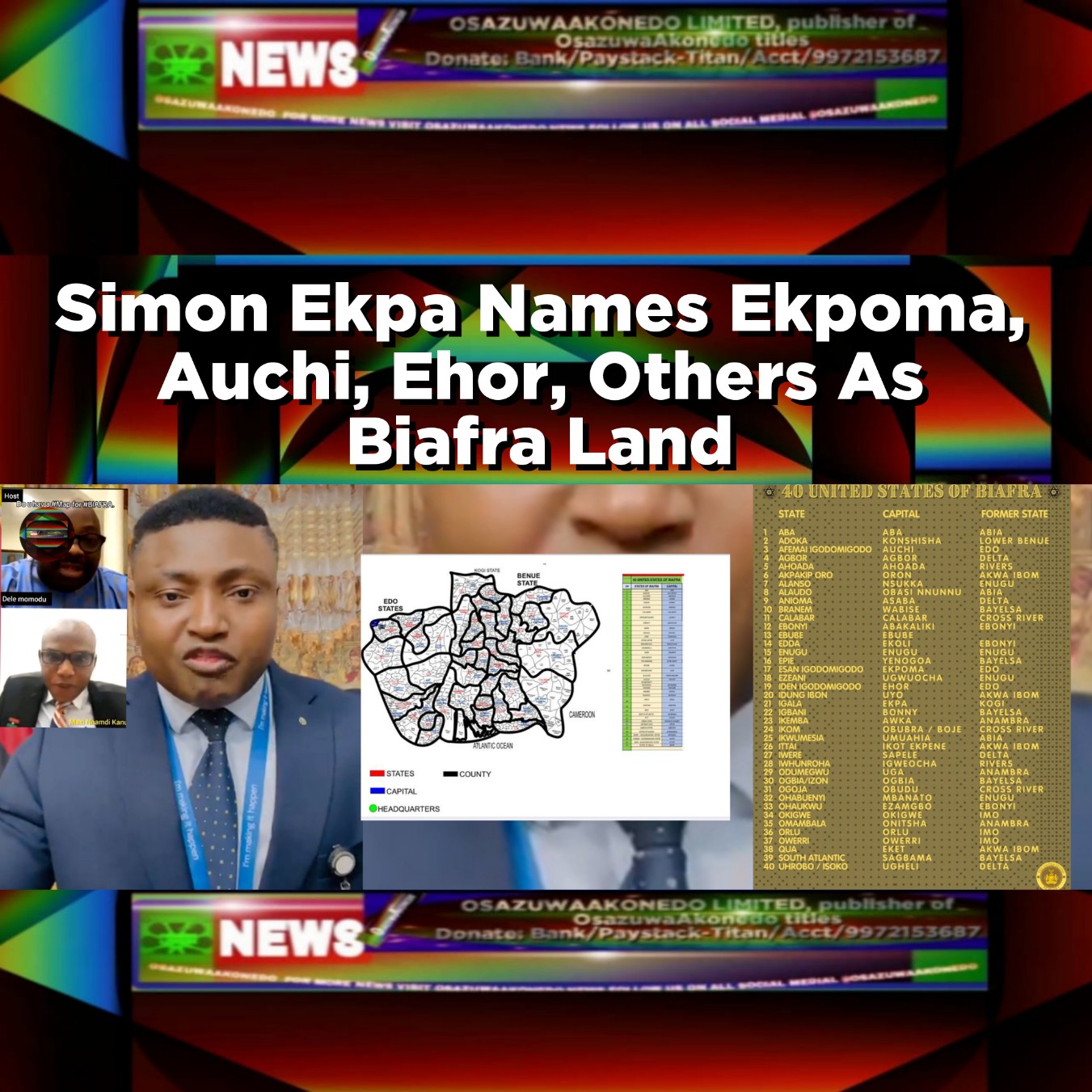 Simon Ekpa Names Ekpoma, Auchi, Ehor, Others As Biafra Land
