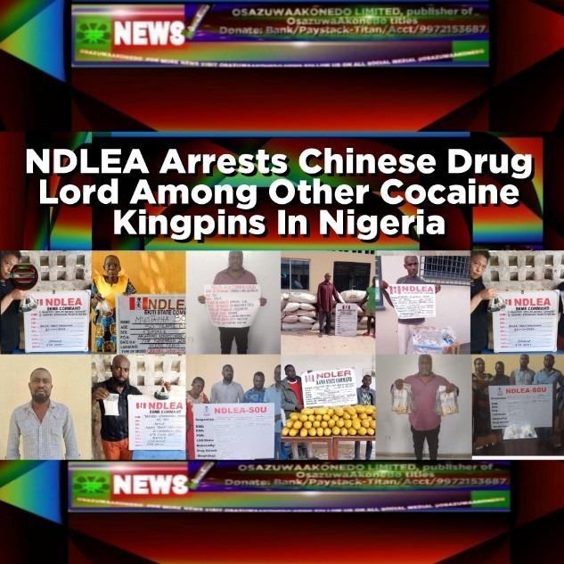 NDLEA Arrests Chinese Drug Lord Among Other Cocaine Kingpins In Nigeria