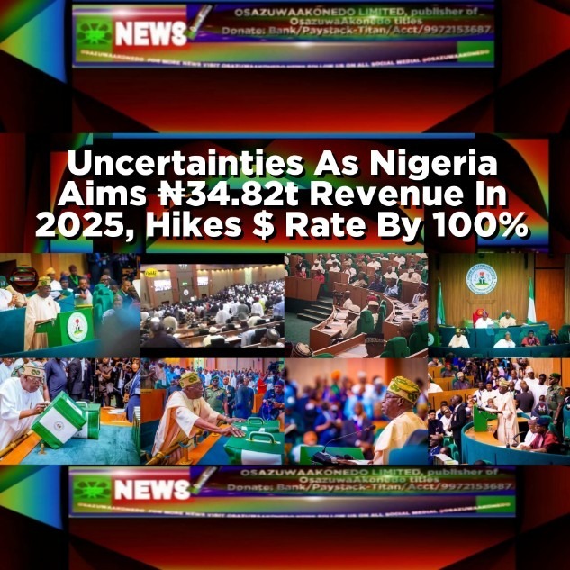 Uncertainties As Nigeria Aims ₦34.82t Revenue In 2025, Hikes $ Rate By 100%
