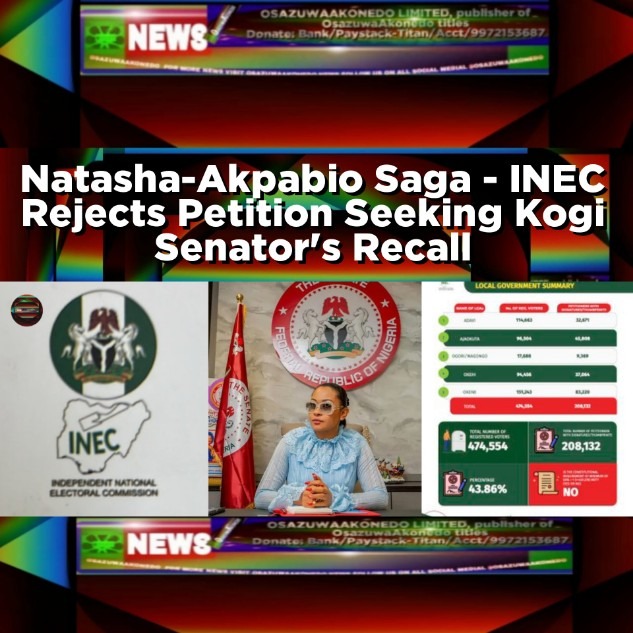 Natasha-Akpabio Saga - INEC Rejects Petition Seeking Kogi Senator's Recall