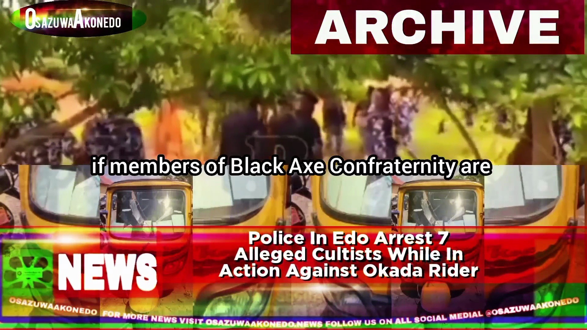 Video ~ Police In Edo Arrest 7 Alleged Cultists While In Action Against Okada Rider