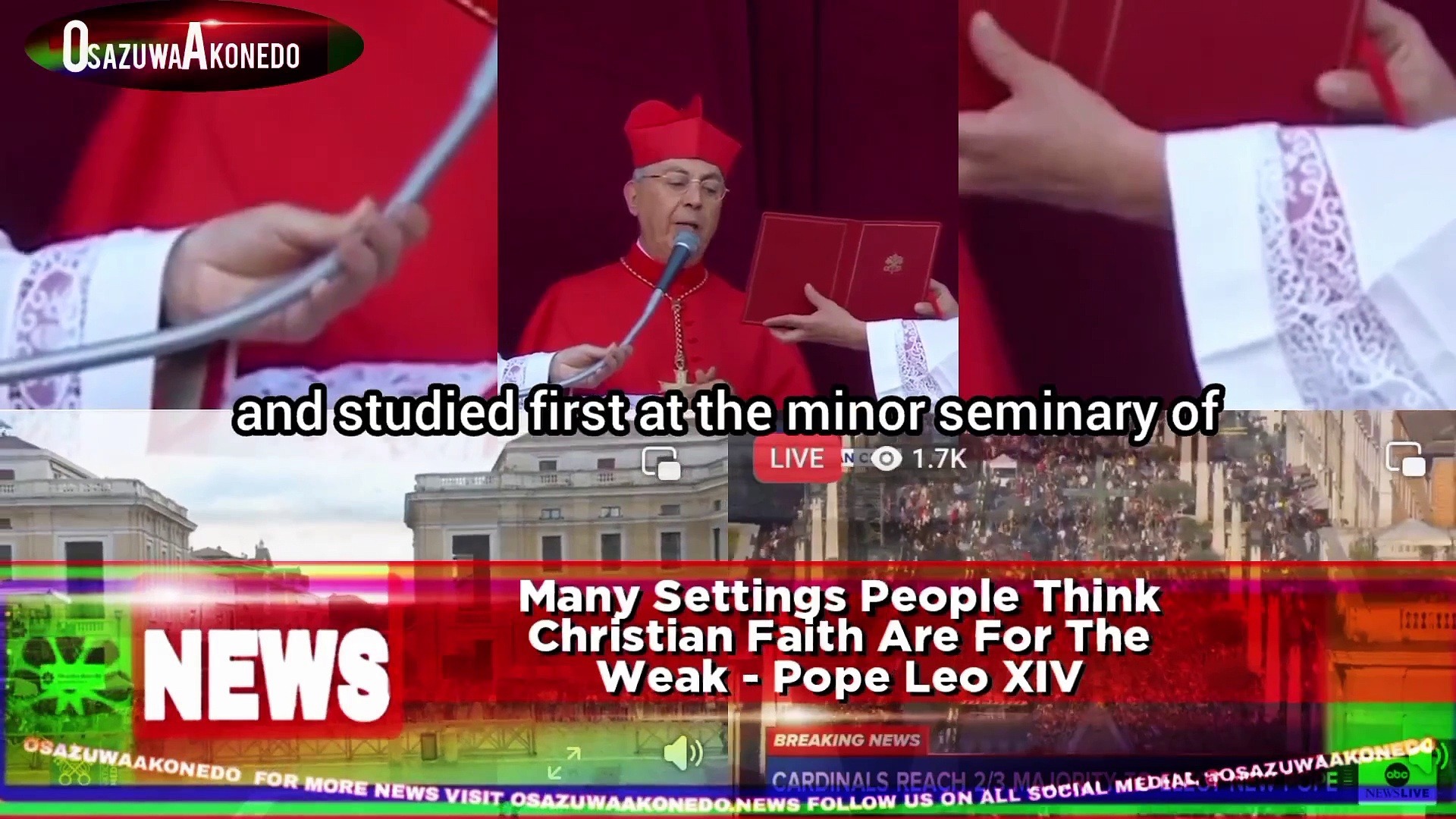 Video ~ Many Settings People Think Christian Faith Are For The Weak – Pope Leo XIV