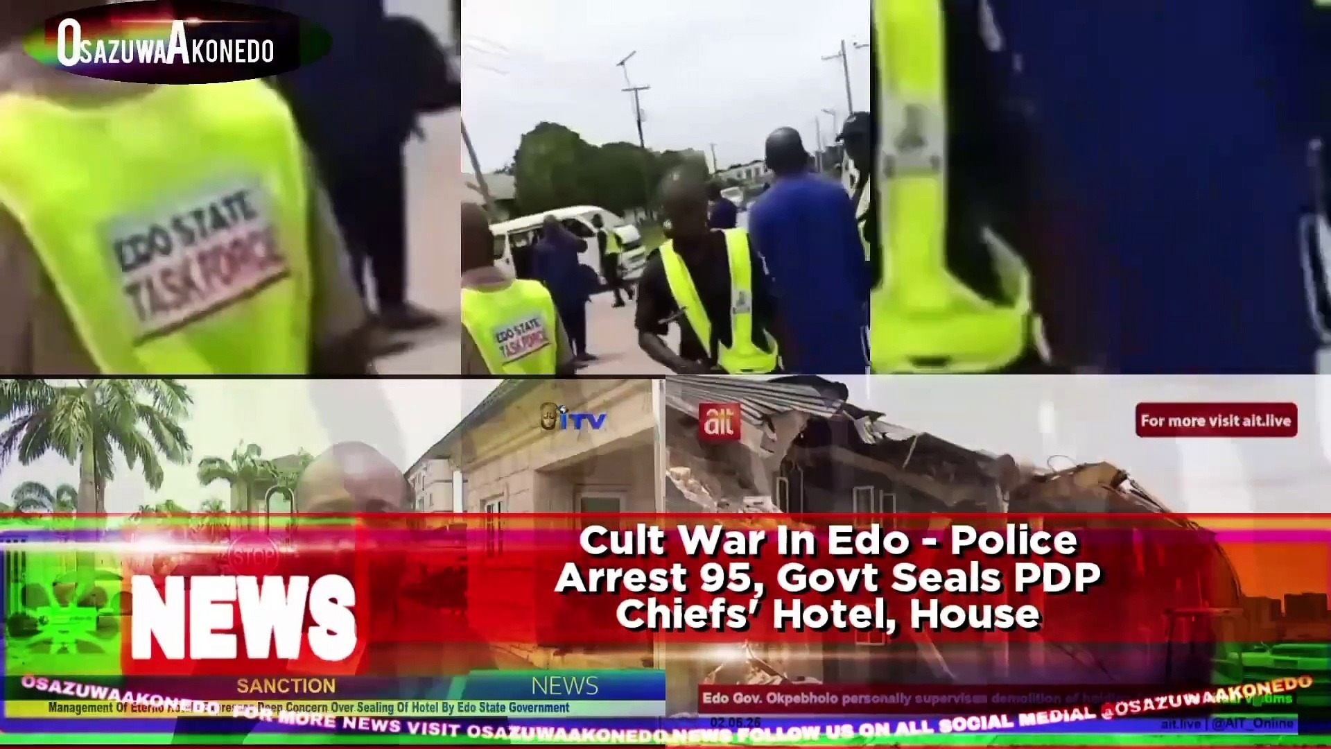 Video ~ Cult War In Edo – Police Arrest 95, Govt Seals PDP Chiefs’ Hotel, House