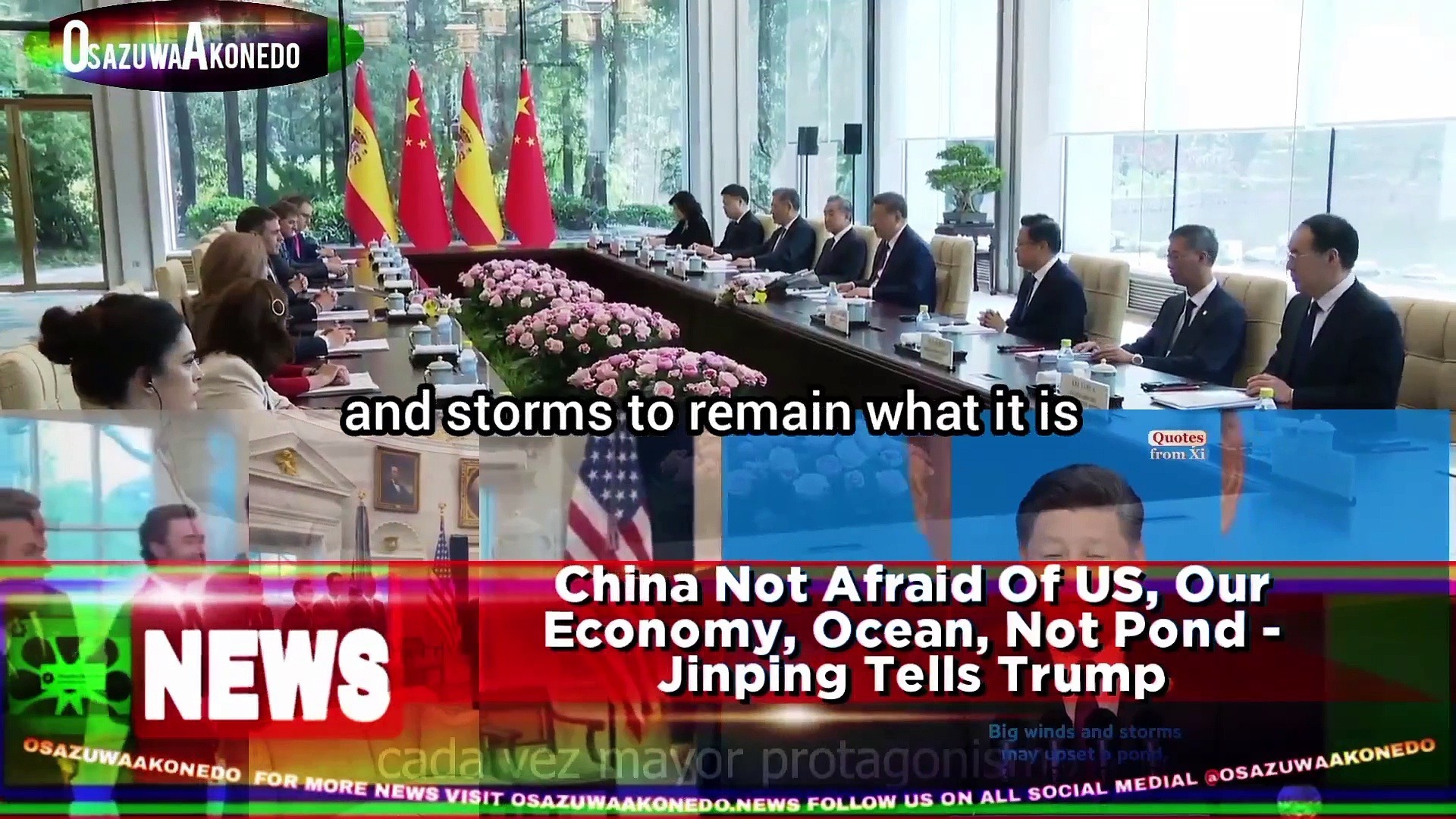 Video ~ China Not Afraid Of US, Our Economy, Ocean, Not Pond – Jinping Tells Trump