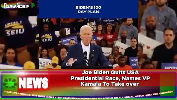 Video ~ Joe Biden Quits USA Presidential Race, Names VP Kamala To Take Over ~ OsazuwaAkonedo