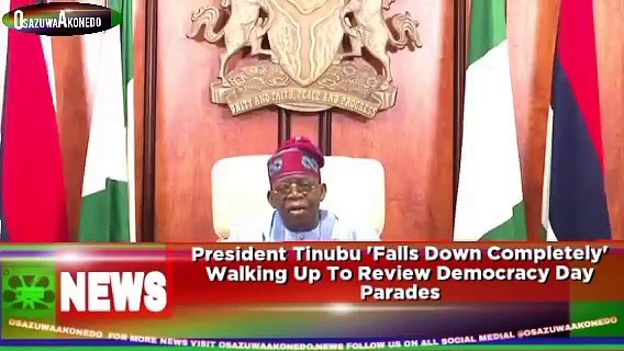 Video ~ President Tinubu ‘Falls Down Completely’ Walking Up To Review Democracy Day Parades ~ OsazuwaAkonedo