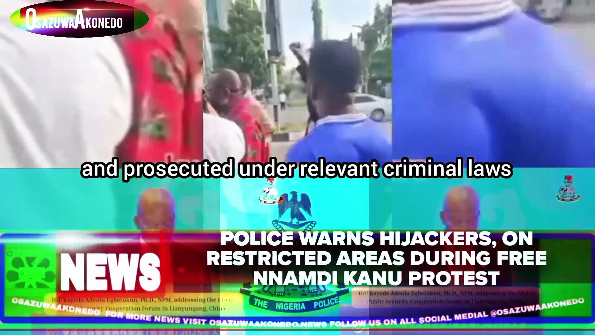 Video ~ Police Warns Hijackers, On Restricted Areas During Free Nnamdi Kanu Protest
