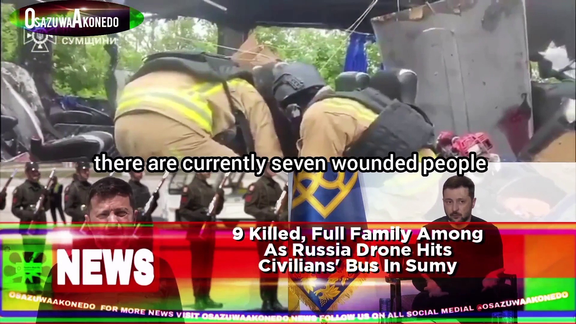 Video ~ 9 Killed, Full Family Among As Russia Drone Hits Civilians' Bus In Sumy