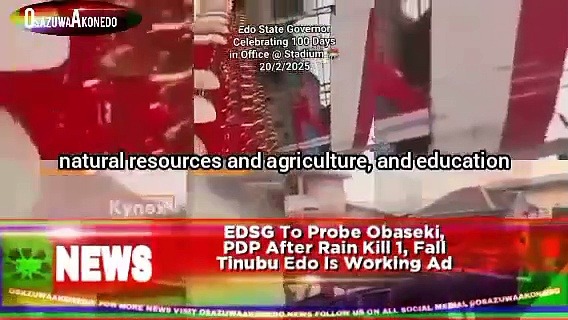 Video ~ EDSG To Probe Obaseki, PDP After Rain Kill 1, Fall Tinubu Edo Is Working Ad