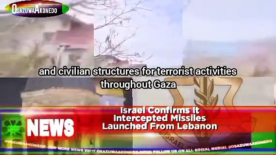 Video ~ Israel Confirms It Intercepted Missiles Launched From Lebanon