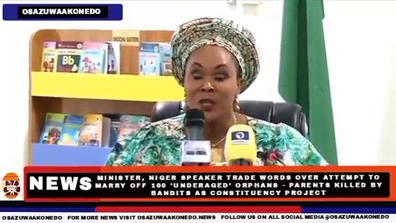 Video ~ Minister, Niger Speaker Trade Words Over Attempt To Marry Off 100 'Underaged' Orphans - Parents Killed By Bandits As Constituency Project ~ OsazuwaAkonedo