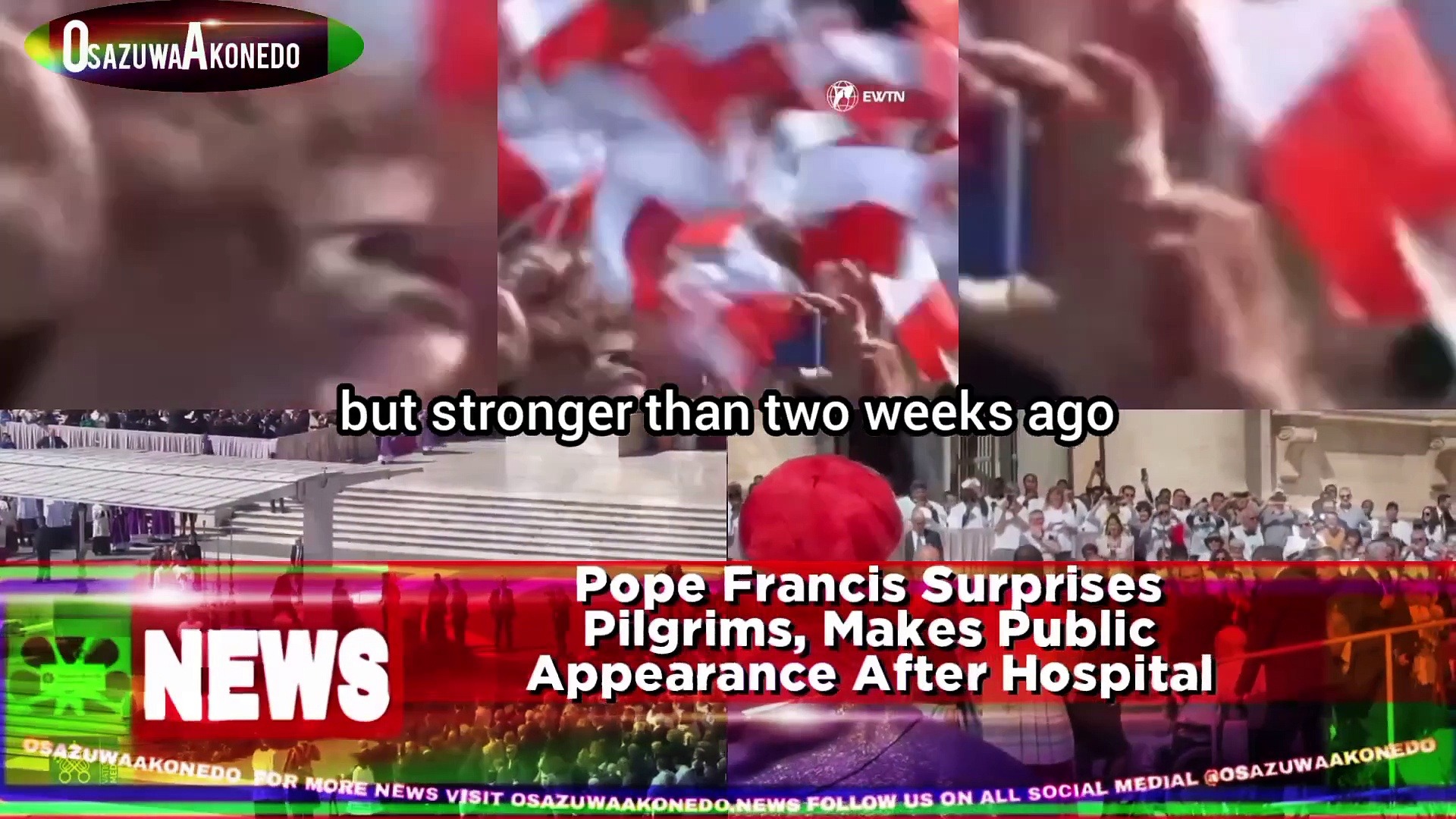 Video ~ Pope Francis Surprises Pilgrims, Makes Public Appearance After Hospital