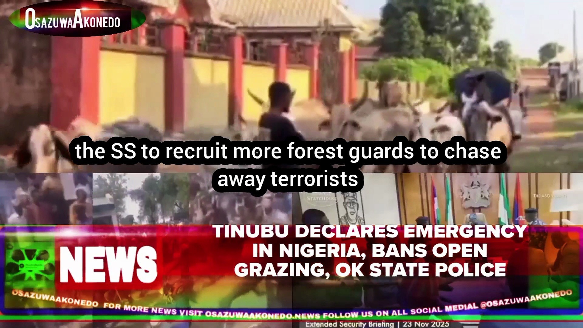 Video ~ Tinubu Declares Emergency In Nigeria, Bans Open Grazing, Ok State Police