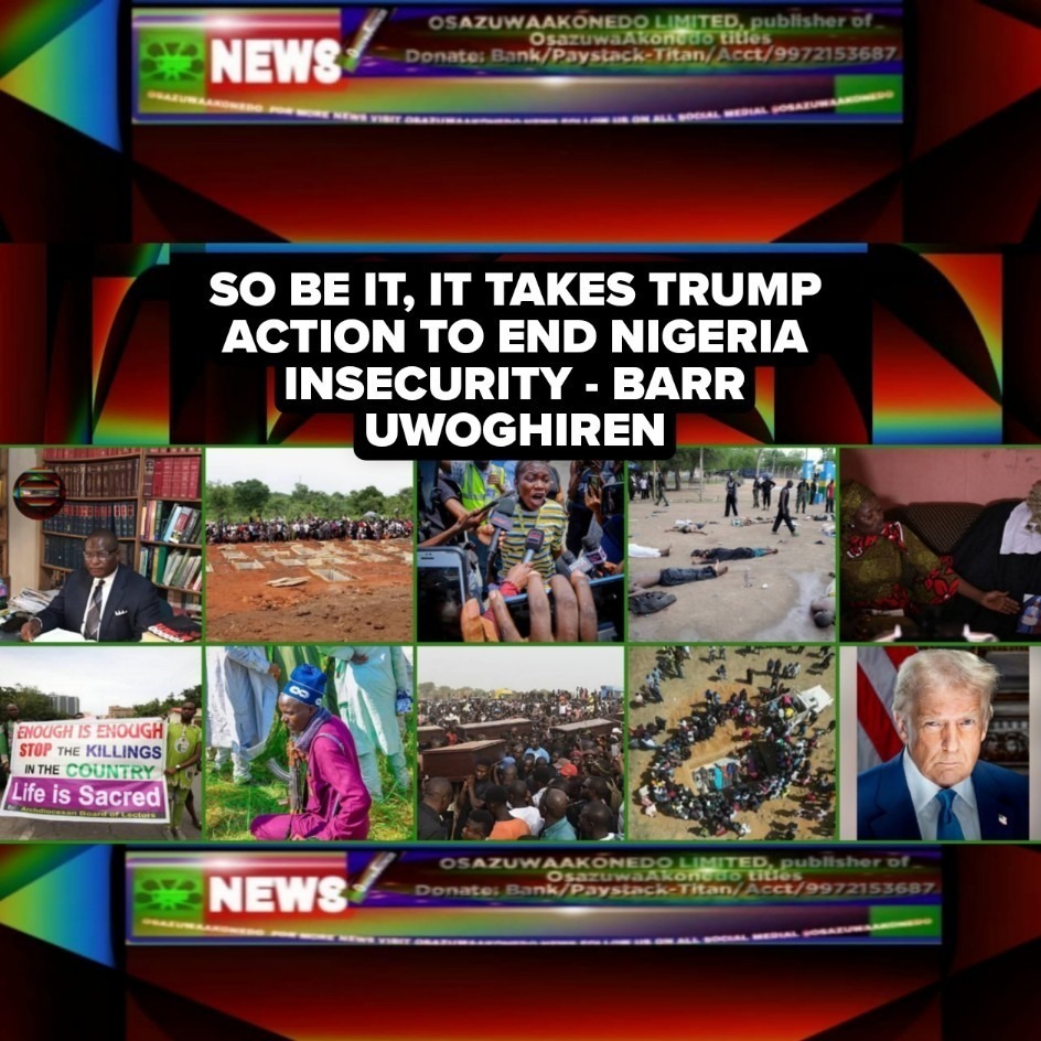 So Be It, It Takes Trump Action To End Nigeria Insecurity - Barr Uwoghiren