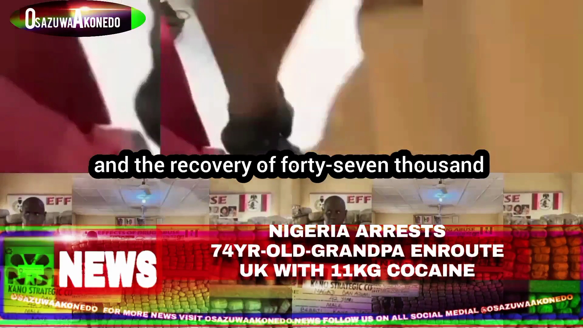 Video ~ Nigeria Arrests 74yr-Old-Grandpa Enroute UK With 11kg Cocaine