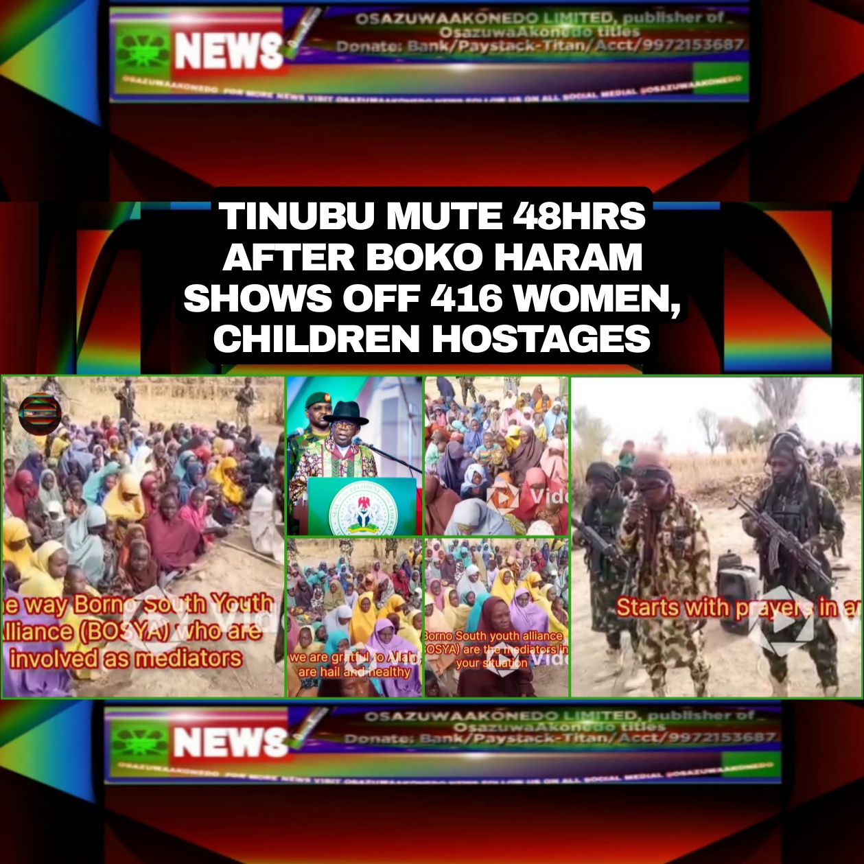 Tinubu Mute 48hrs After Boko Haram Shows Off 416 Women, Children Hostages