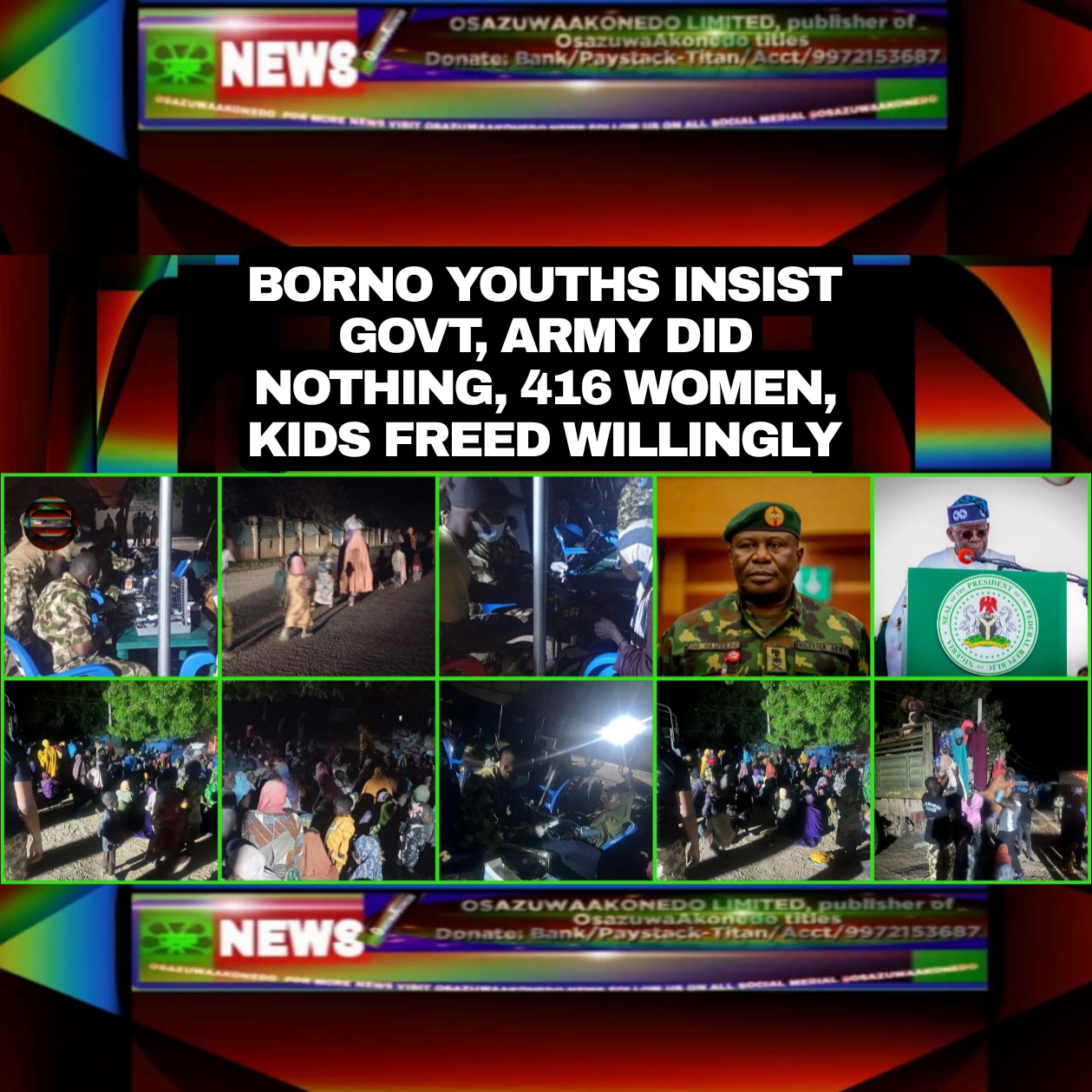 Borno Youths Insist Govt, Army Did Nothing, 416 Women, Kids Freed Willingly