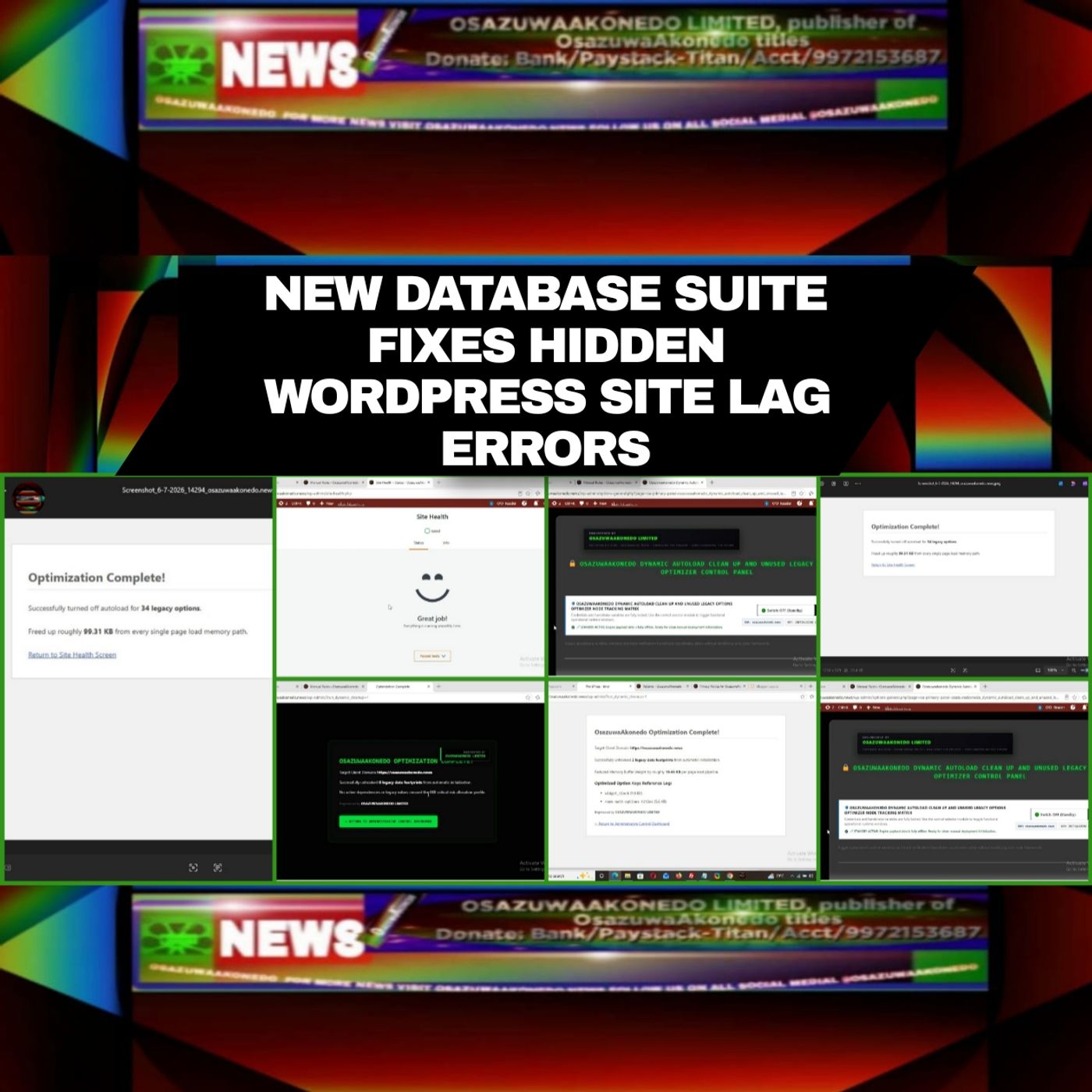 OsazuwaAkonedo Audio ~ New Database Suite Fixes Hidden WordPress Site Lag Errors