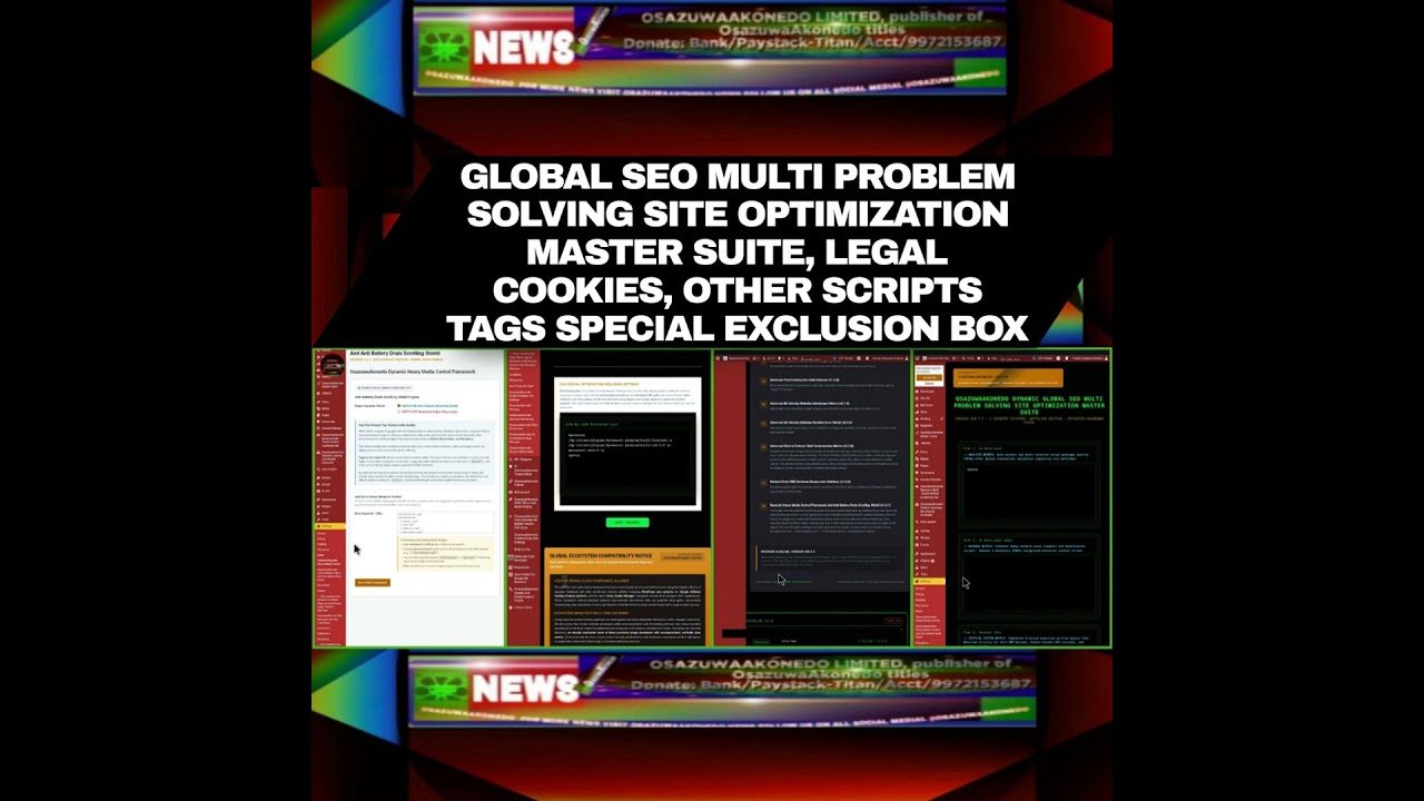 OsazuwaAkonedo NewsChronicles ~ Global SEO Multi Problem Solving Site Optimization Master Suite, Legal Cookies, Other Scripts Tag…