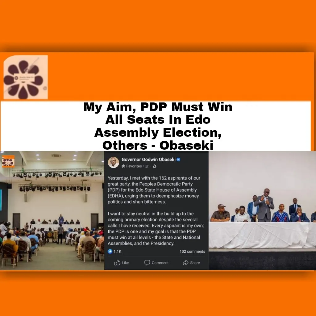 My Aim, PDP Must Win All Seats In Edo Assembly Election, Others - Obaseki ~ OsazuwaAkonedo #GodwinObaseki #2023Election #APC #election #INEC #NationalAssembly #Obaseki #PDP #politics #state