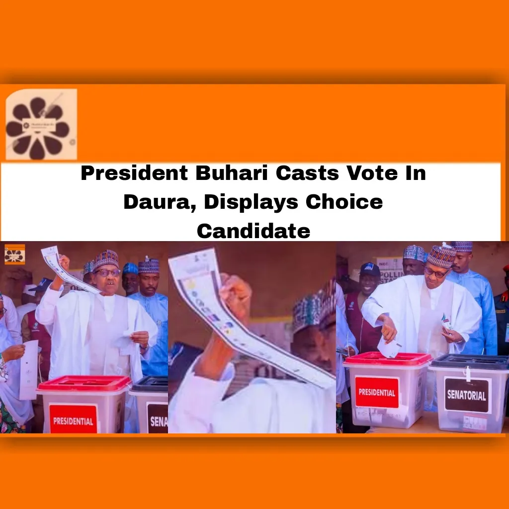President Buhari Casts Vote In Daura, Displays Choice Candidate ~ OsazuwaAkonedo ###LP #Daura #2023Election #APC #breaking #Buhari #candidate #displays #INEC #Katsina #Muhammadu #PDP #politics #President